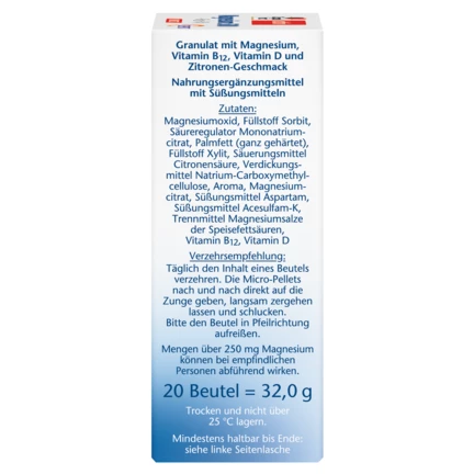 Abbildung der Produktverpackung Doppelherz aktiv Magnesium 500 + B12 + D3 DIRECT DEPOT Seitenansicht rechts